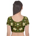 Flower Power And Big Porcelainflowers In Blooming Style Velvet Short Sleeve Crop Top  View2