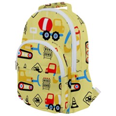 Seamless Pattern Vector Industrial Vehicle Cartoon Rounded Multi Pocket Backpack by Jancukart