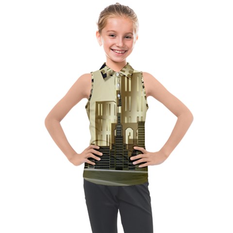 Architecture City House Kids  Sleeveless Polo Tee by Jancukart