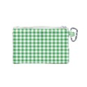 Straight Green White Small Plaids Canvas Cosmetic Bag (Small) View2