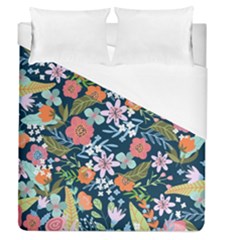 Flowers Flower Flora Nature Floral Background Painting Duvet Cover (queen Size) by Wegoenart