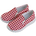 Straight Red White Small Plaids Kids Lightweight Slip Ons View2