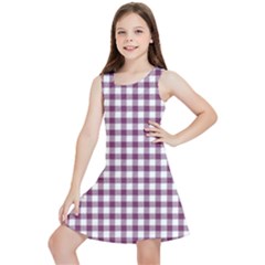 Straight Purple White Small Plaids  Kids  Lightweight Sleeveless Dress by ConteMonfrey