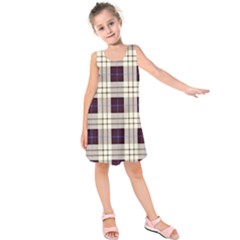 Purple, Blue And White Plaids Kids  Sleeveless Dress by ConteMonfrey