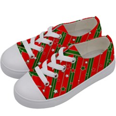 Xmash Christmas Stars Red Background Star Kids  Low Top Canvas Sneakers by Wegoenart