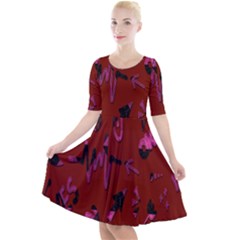 Doodles Maroon Quarter Sleeve A-line Dress by nateshop