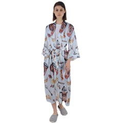 Coffee Coffeemania Caffeine Maxi Satin Kimono by Wegoenart