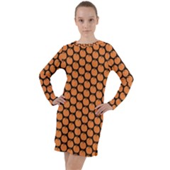 Cute Pumpkin Black Small Long Sleeve Hoodie Dress by ConteMonfrey