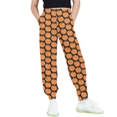 Cute Pumpkin Black Small Kids  Elastic Waist Pants by ConteMonfrey