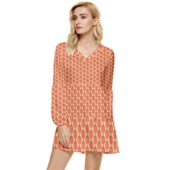 Cute Pumpkin Small Tiered Long Sleeve Mini Dress by ConteMonfrey