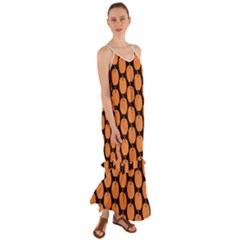 Black And Orange Pumpkin Cami Maxi Ruffle Chiffon Dress by ConteMonfrey