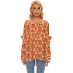 Cute Pumpkin Off Shoulder Chiffon Pocket Shirt by ConteMonfrey