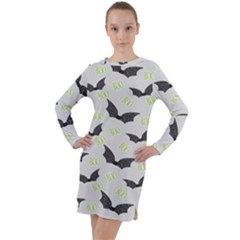 Boo! Bat Rain - Halloween Decor  Long Sleeve Hoodie Dress by ConteMonfrey