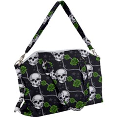 Green Roses And Skull - Romantic Halloween   Canvas Crossbody Bag by ConteMonfrey