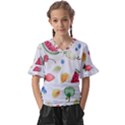 Fruit Summer Vitamin Watercolor Kids  V-Neck Horn Sleeve Blouse View1