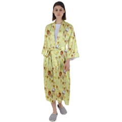 Ice Cream Cone Dessert Maxi Satin Kimono by Wegoenart