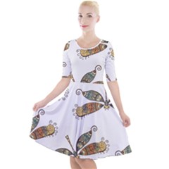 Pattern-35 Quarter Sleeve A-line Dress by nateshop