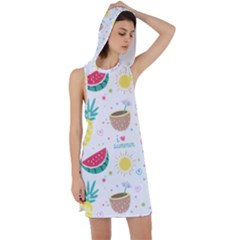 Pineapple And Watermelon Summer Fruit Racer Back Hoodie Dress by Jancukart