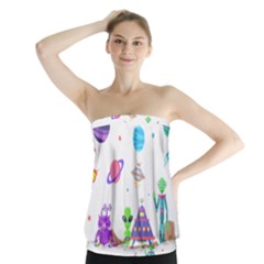 Alien Ufo Star Universe Star Vector Image Strapless Top by Jancukart