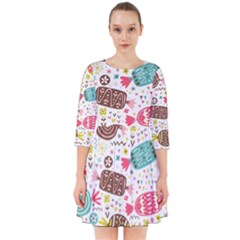 Candy Background Cartoon Smock Dress by Jancukart