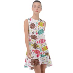 Candy Background Cartoon Frill Swing Dress by Jancukart