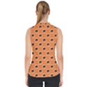 Halloween Black Orange Spiders Mock Neck Shell Top View2