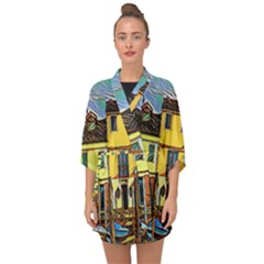 Colorful Venice Homes Half Sleeve Chiffon Kimono by ConteMonfrey