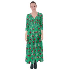 Beautiful Tropical Orchids Blooming Over Earth In Peace Button Up Maxi Dress by pepitasart