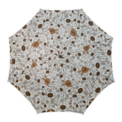 Brown Coffee Beans Pattern Golf Umbrellas by Jancukart