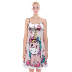 Cartoon Unicorn Fantasy Spaghetti Strap Velvet Dress by Jancukart