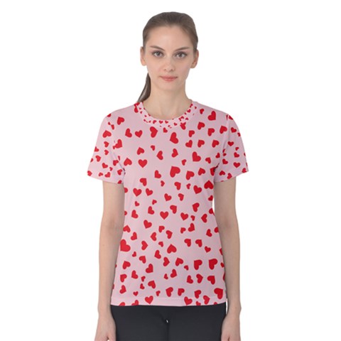 Hearts Valentine Heart Pattern Women s Cotton Tee by Ravend