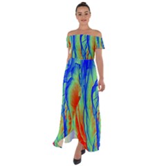 Pattern Design Decorative Art Off Shoulder Open Front Chiffon Dress by Ravend