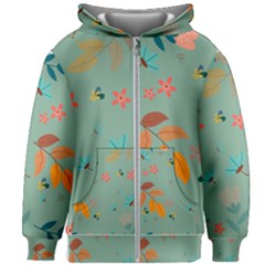 Background Flower Plant Leaves Kids  Zipper Hoodie Without Drawstring by Ravend