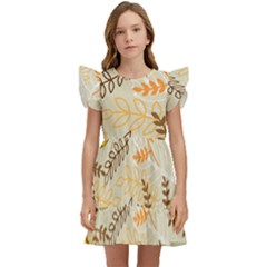 Leaves Flowers Background Wallpaper Kids  Winged Sleeve Dress by Ravend