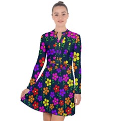 Background Flower Floral Bloom Long Sleeve Panel Dress by Ravend