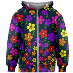 Background Flower Floral Bloom Kids  Zipper Hoodie Without Drawstring by Ravend