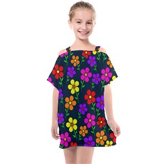 Background Flower Floral Bloom Kids  One Piece Chiffon Dress by Ravend