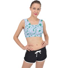 Illustration Flower Pattern Wallpaper Seamless V-back Sports Bra by Ravend