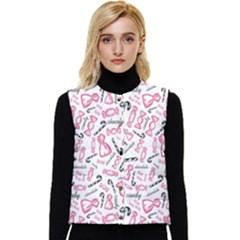 Candy Pink Black-cute Sweat Women s Short Button Up Puffer Vest by Ravend