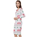 Christmas Illustration Texture Pattern Long Sleeve V-Neck Bodycon Dress  View2