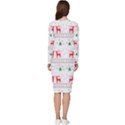 Christmas Illustration Texture Pattern Long Sleeve V-Neck Bodycon Dress  View4