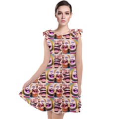 Funny Monsters Teens Collage Tie Up Tunic Dress by dflcprintsclothing