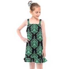 Black And Neon Ornament Damask Vintage Kids  Overall Dress by ConteMonfrey