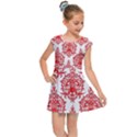 White And Red Ornament Damask Vintage Kids  Cap Sleeve Dress View1