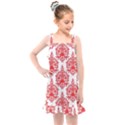 White And Red Ornament Damask Vintage Kids  Overall Dress View1