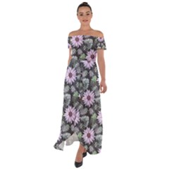 Flower  Petal  Spring Watercolor Off Shoulder Open Front Chiffon Dress by Ravend