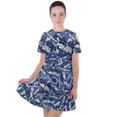 Butterflies Motif Collage Pattern Short Sleeve Shoulder Cut Out Dress  by dflcprintsclothing