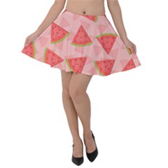 Background Watermelon Pattern Fruit Velvet Skater Skirt by Wegoenart