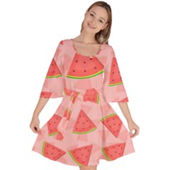 Background Watermelon Pattern Fruit Velour Kimono Dress by Wegoenart