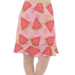 Background Watermelon Pattern Fruit Fishtail Chiffon Skirt by Wegoenart